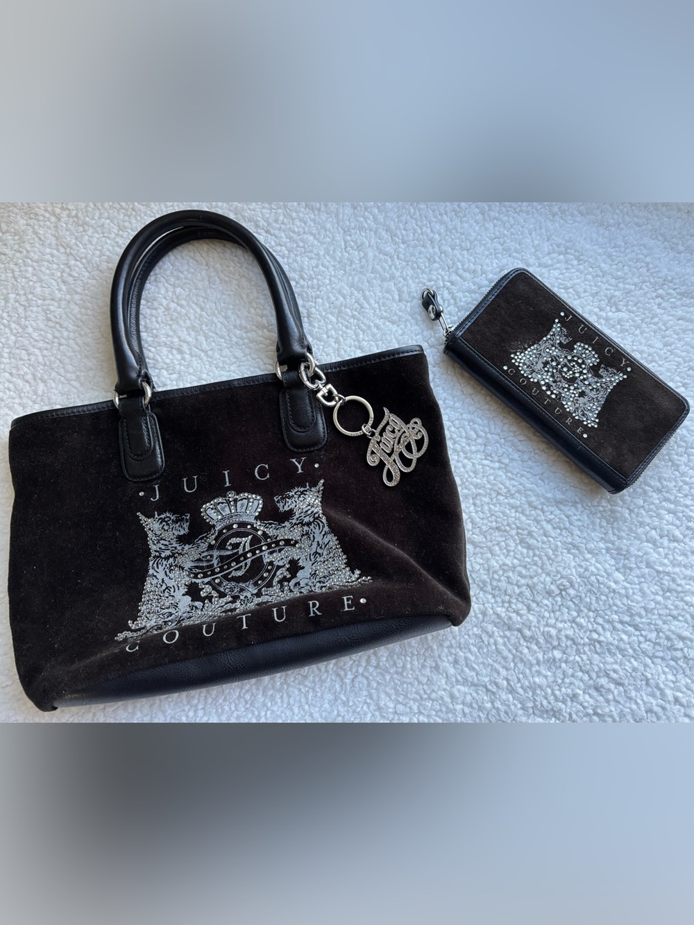 Juicy Couture RARE VintageY2K McBling Black Scottie Dog Rhinestone Logo Tote Bag
